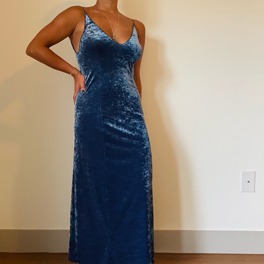 Blue velvet dress
